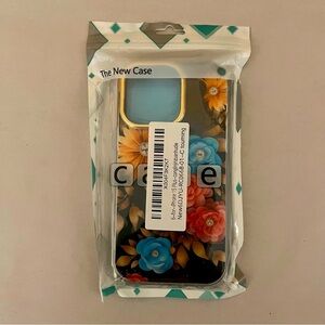 Black NIB Floral iPhone 15 Plus Smartphone Case